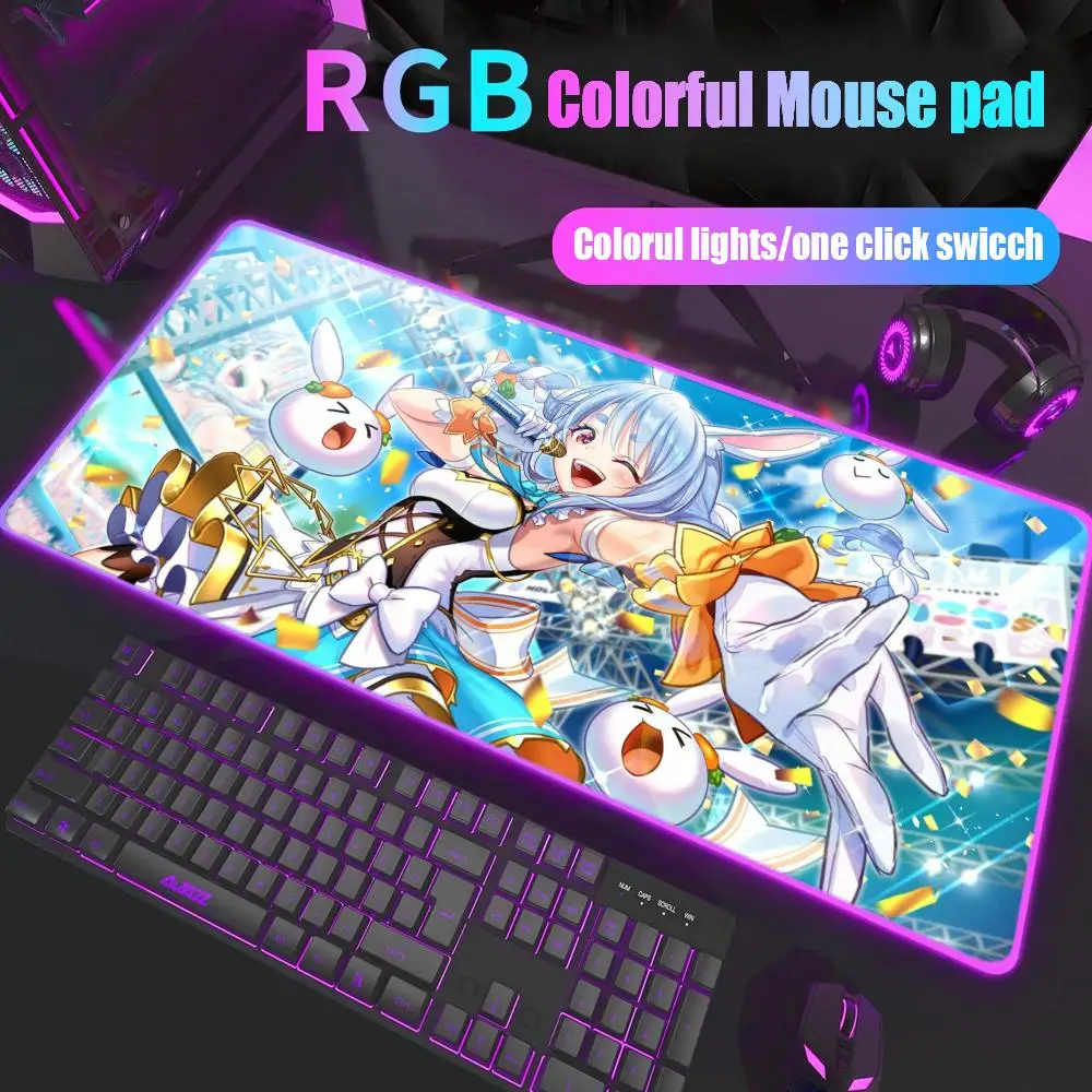 

Hololive Usada Pekora коврик для мыши геймер Rgb настольный коврик подсветка светодиодный коврик для мыши аксессуары для установки настольный коврик большой коврик для мыши с подсветкой