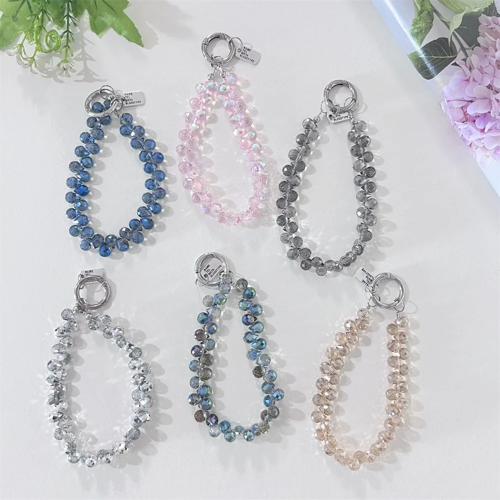 Stylish Bling Bling Crystal Beads Phone Strap Charm Pendant Bracelet For Iphone Airpods Accessories Bag Women Girl Hanging Cord