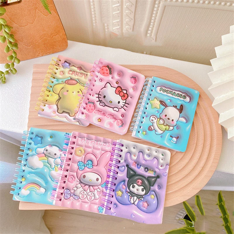 12pcs/lot Sanrio Kuromi Melody Cinnamoroll Notebook Cute Mini Portable Note Book Diary Planner Stationery Gift School Supplies