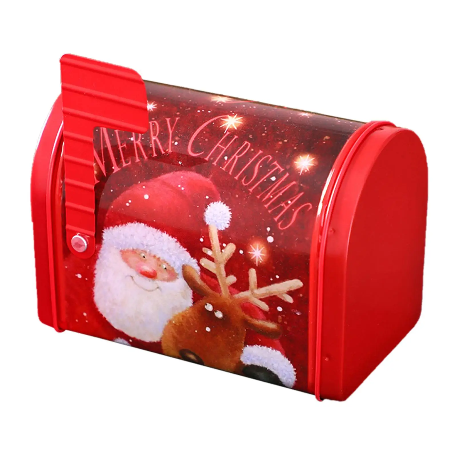 Christmas Gift Box Mailbox Shape Creative Xmas Cookie Tin Case for Ornament