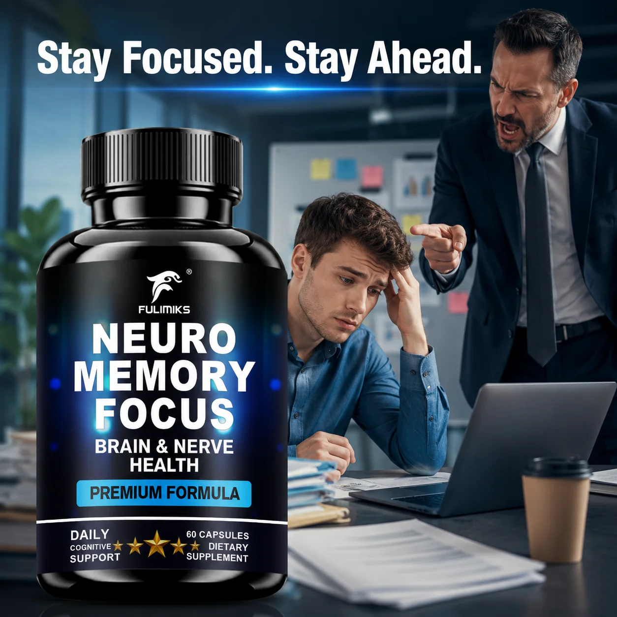 Neuro Memory Focus Supplement, Support Mental Focus & Memory Retention, Nourish Nerve Health, Promote Balanced Mental Energy