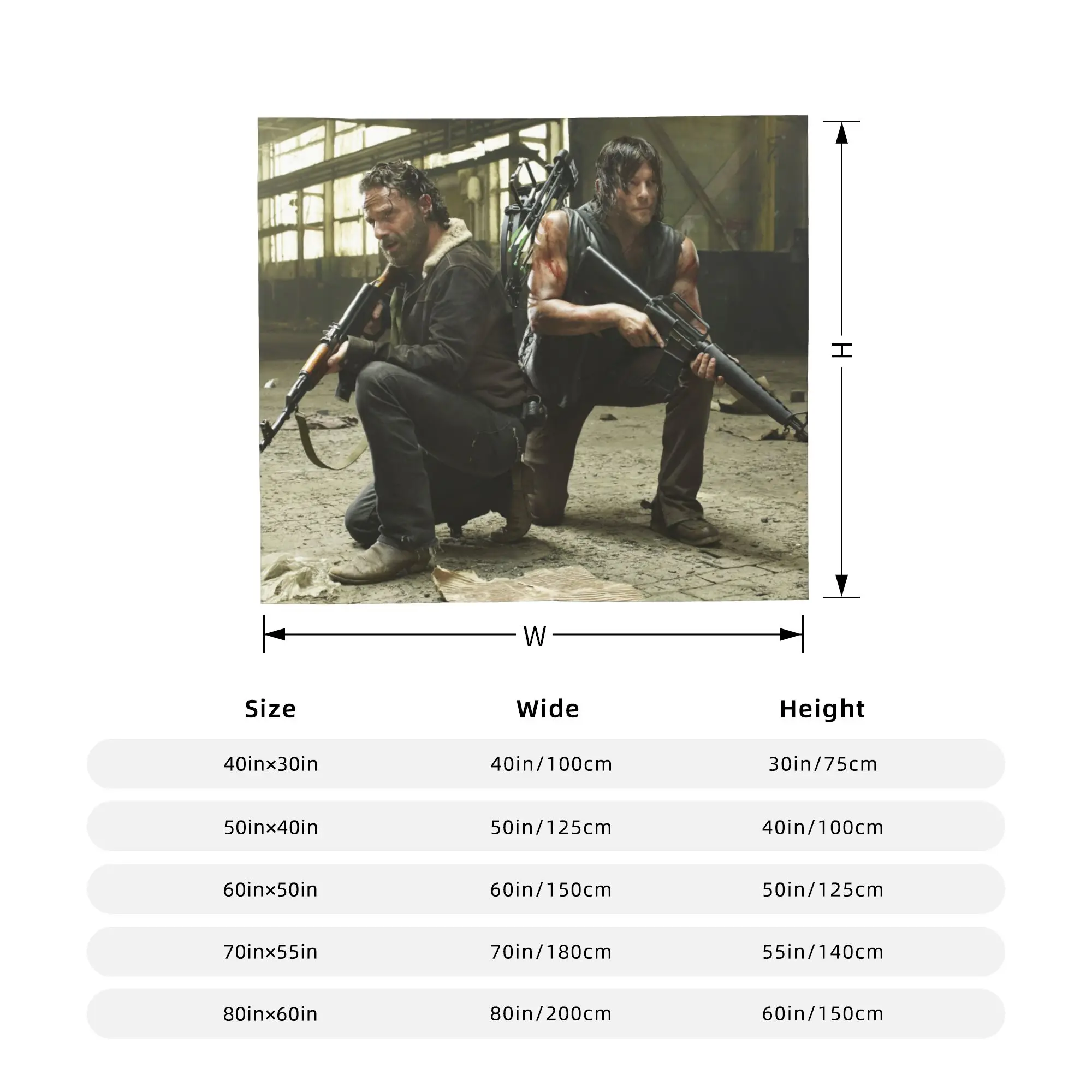 Rick Grimes Daryl Dixon Flannel Blanket The Walking Dead Custom Throw Blanket for Home 150*125cm Bedspreads - view 4