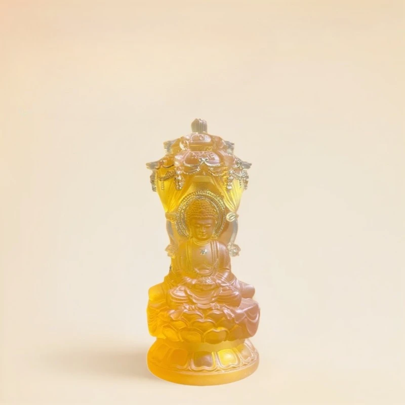 Translucent Water-Glass Three Saints ， Hand-Gilded 24K Gold-Leaf Resin Figurines, 15 cm Western Sacred Altar Decor