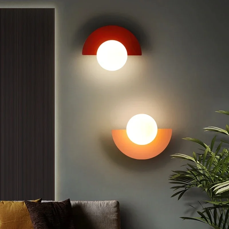 Modern Minimalist Colorful Wall Lamp Macaron Art LED Lights for Children's Room Living Room Background Home Lighting Fixtures