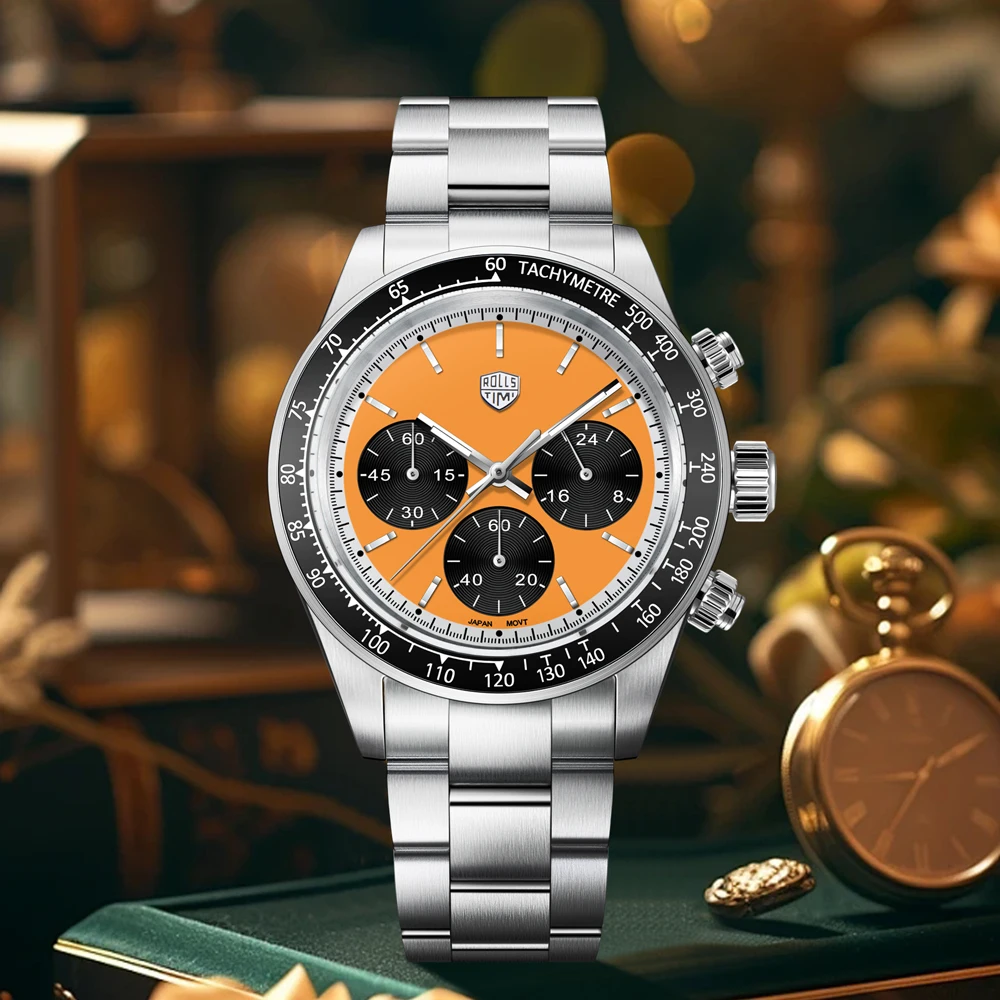 

Мужские часы 2026 New RollsTimi, роскошные светящиеся кварцевые часы для мужчин, подарок, водонепроницаемые, из нержавеющей стали, хронограф, мужские часы