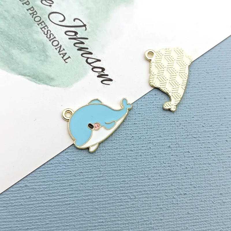 Zinc Alloy Enamel Dolphin Crab Octopus Charms, Pingente Organismo Marinho para Fazer Jóias, Acessórios Artesanais, Novo, 10Pcs