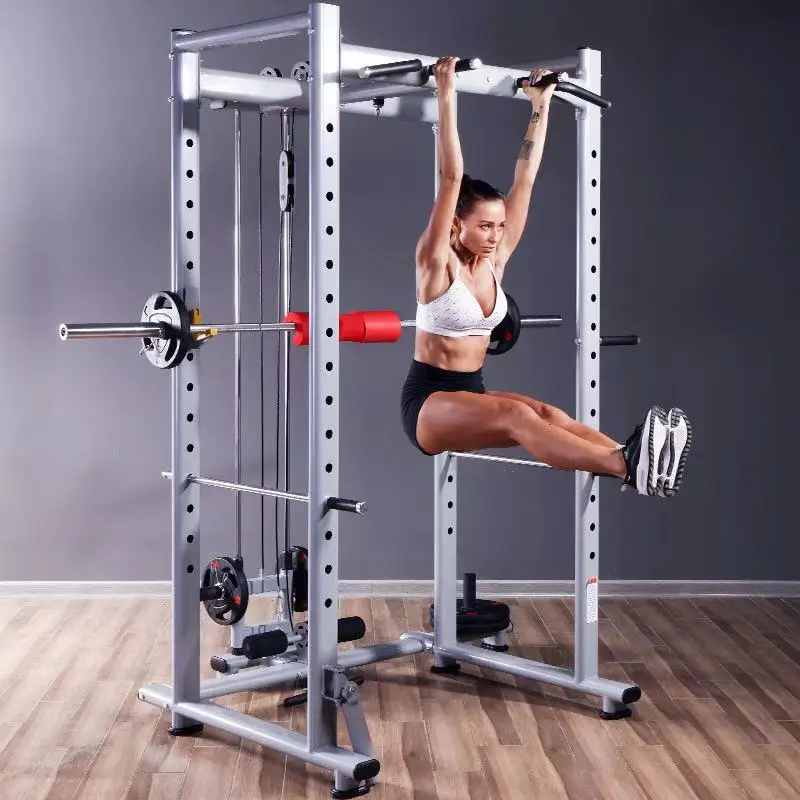 

Commercial Consumer Smith Machine Squat Rack Metal Gym Training Equipment With Cable Weightlifting Barbell Bench Press Gantry