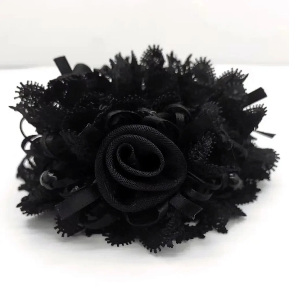 Korean Style Lace Big Head  Flower Rubber Band Large Intestine Hair Band Updo  Hair Elastics  Girls Items  hair ties