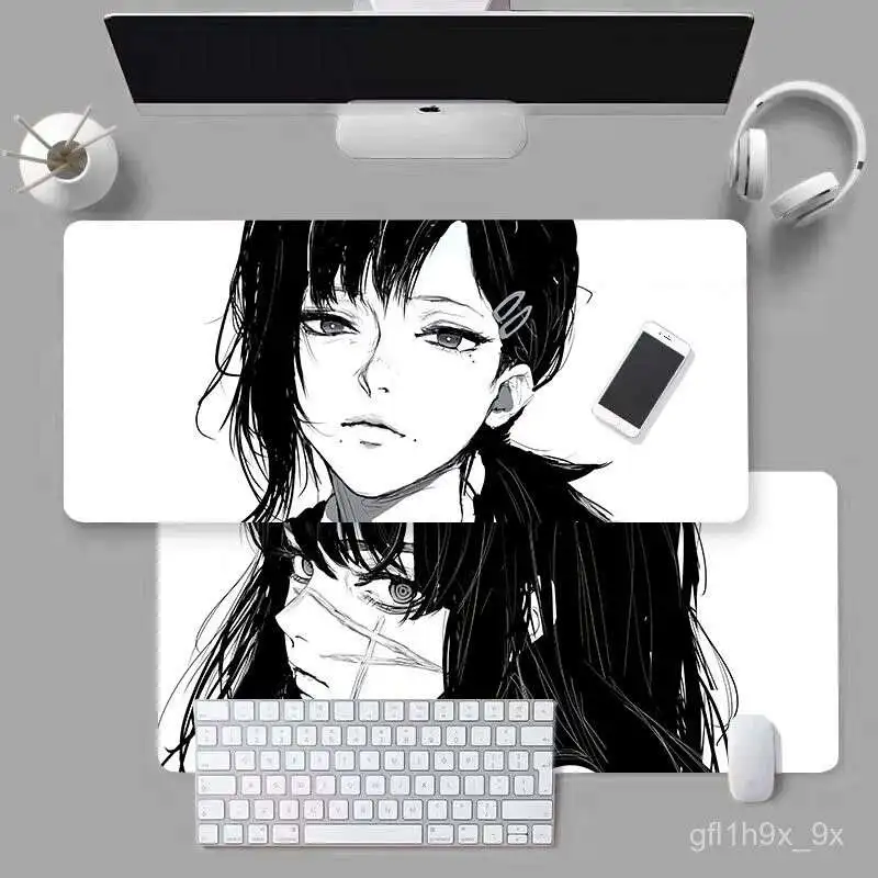 Chainsaw Man Makima Pawa Extra Large Mouse Pad Gaming Black and White High-End Anime Computer Mouse Pad