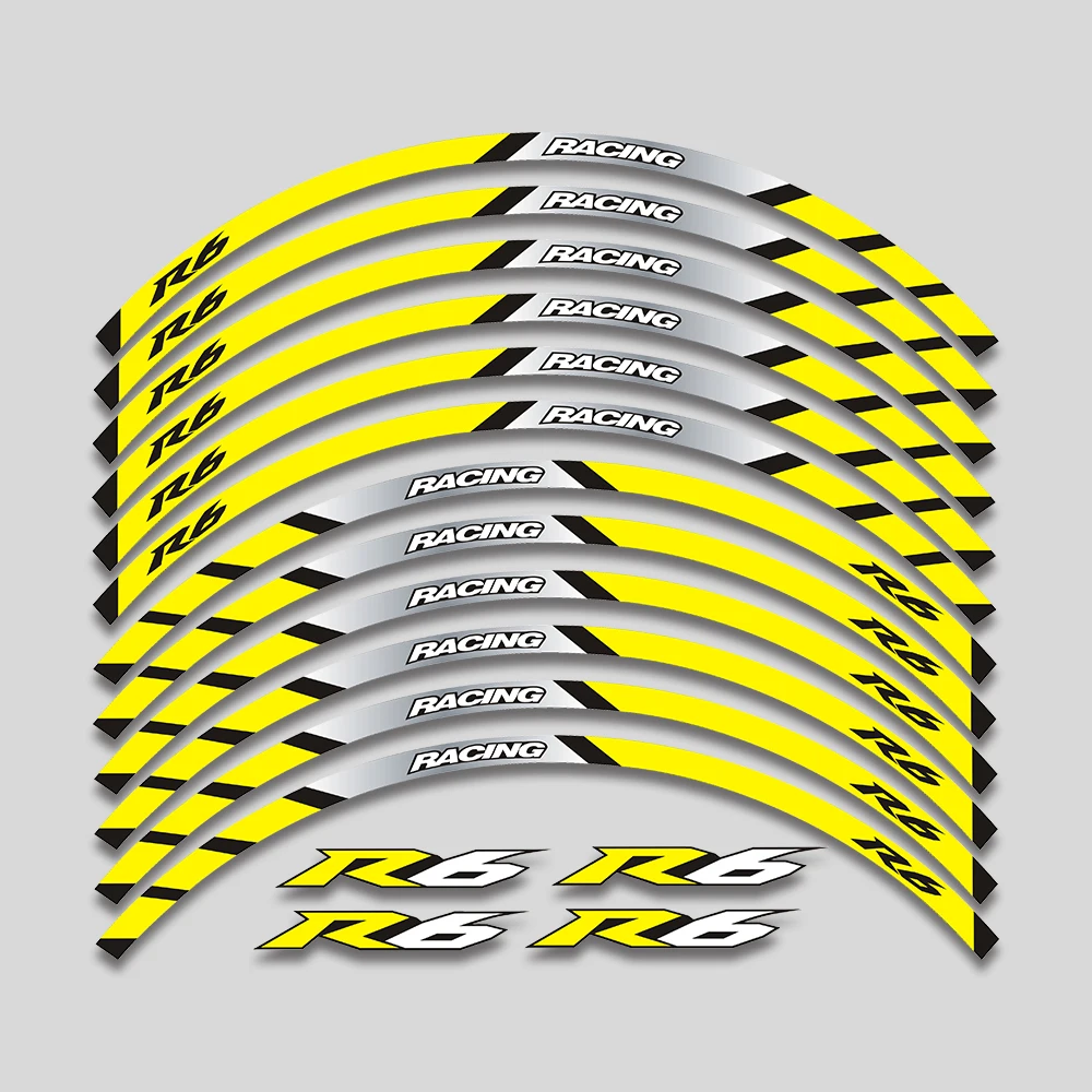

Motorcycle Accessories Sticker Rim Tire Waterproof Decorative Decals Wheel Reflective Stripe Set For Yamaha YZFR6 YZF R6 17inch
