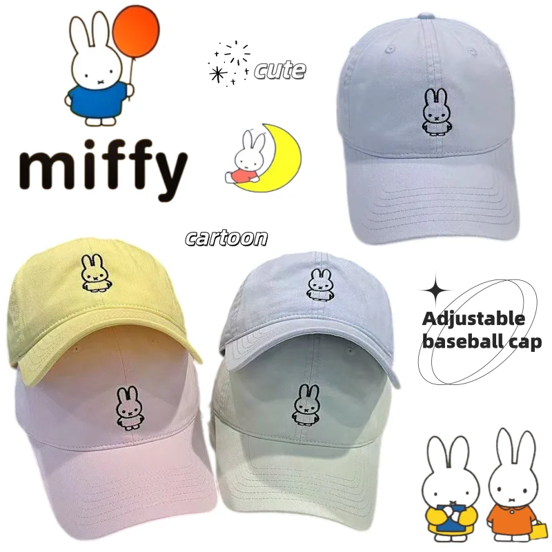 Miffy baseball cap New Creative cute cartoon style rabbit print stylish breathable versatile and sun protective Adjustable Hat