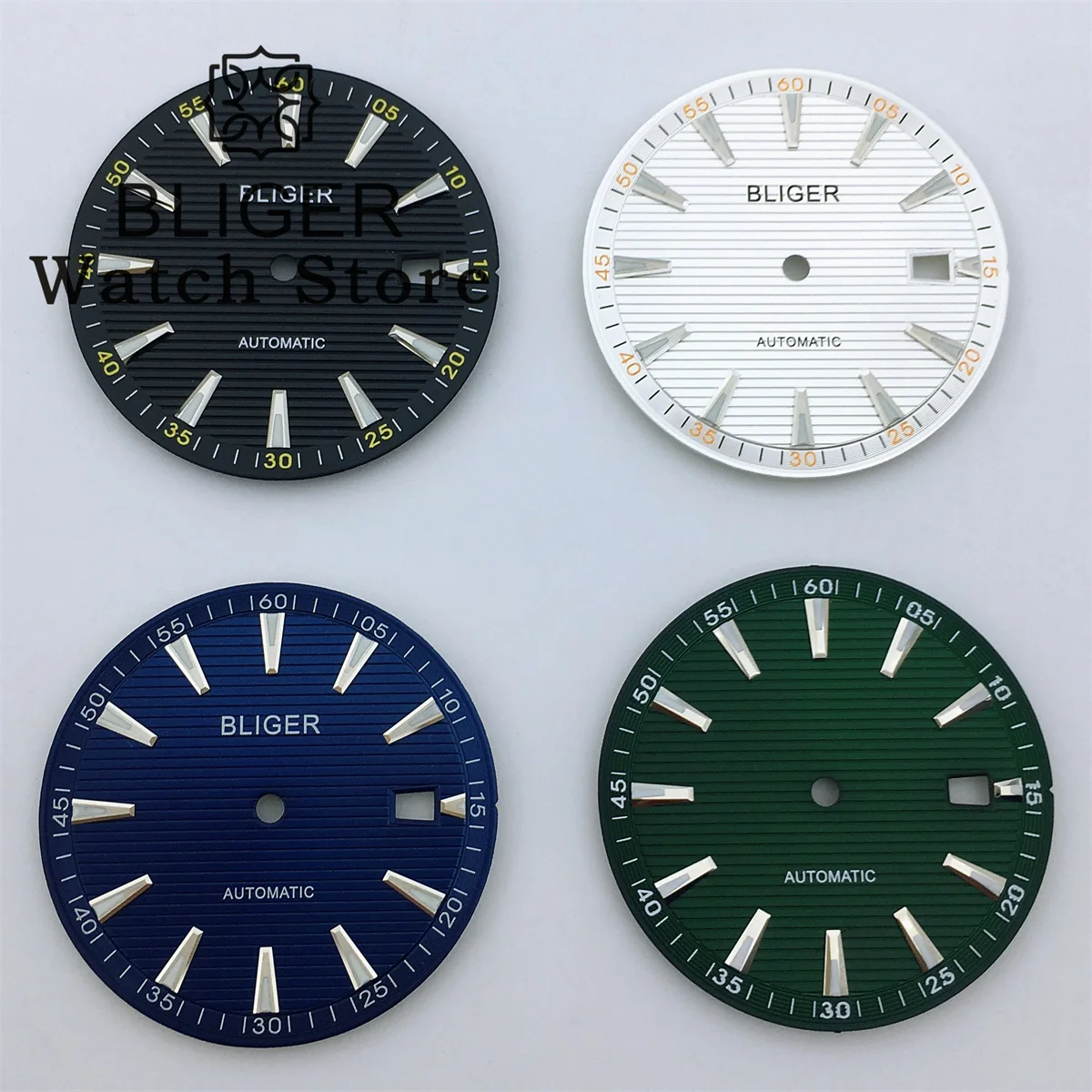 Bliger/ ไม่มีโลโก้/กำหนดโลโก้เองได้33.3มม. หน้าปัดนาฬิกา NH35สีดำสีขาวสีน้ำเงินสีเขียวหน้าปัดสีเขียวส่องสว่างเหมาะกับการเคลื่อนไหวของ NH36 NH35