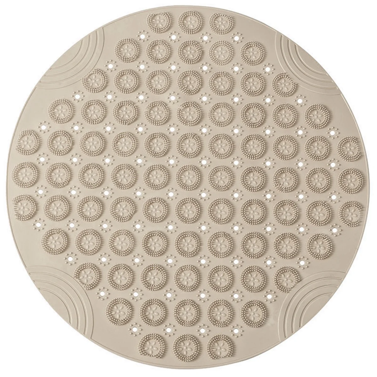 

Round Non-Slip Shower Mat Strong Suction Bath Mats with Drain Holes with Raised Massage Loop, E