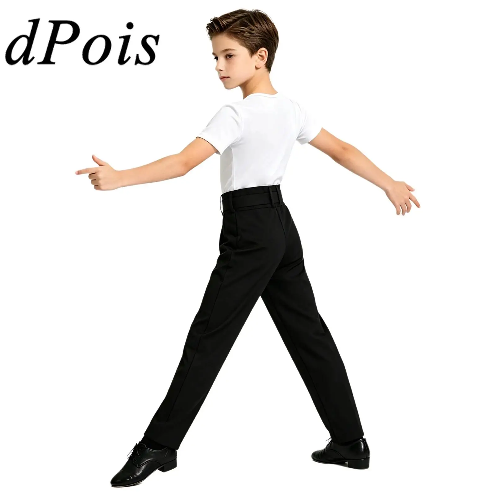 

Kids Boys Latin Dance V-neck Short Sleeve T-shirt + Pants Tango Dancing Outfit Children Rumba Cha Cha Samba Stage Dancewear