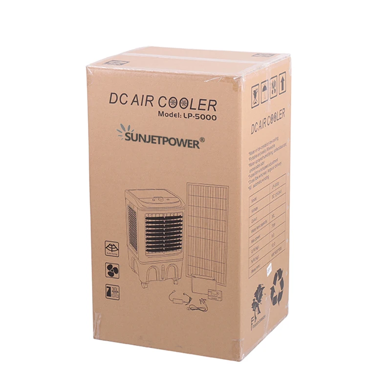Condizionatore d'aria alimentato DC 12/24v 50w 30L Raffreddatore d'aria ad acqua solare Ventola per uso domestico Dispositivo di raffreddamento dell'aria solare in piedi