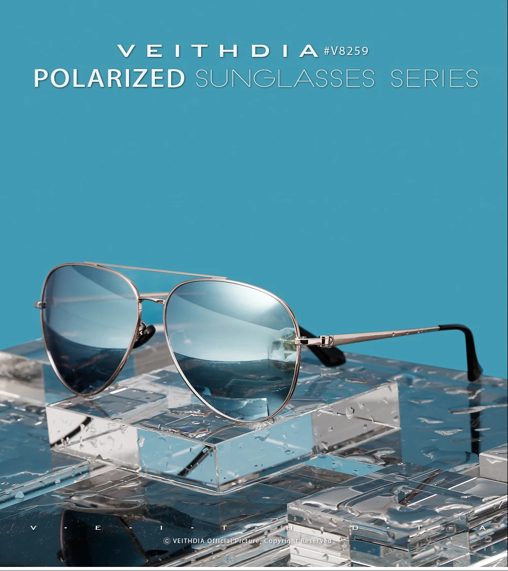 Veithdia Männer Sonnenbrille Vintage polarisierte uv400 klassische Marke Frauen Sonnenbrille Beschichtung Linse Fahr brille für Männer v8259 – Detail 3