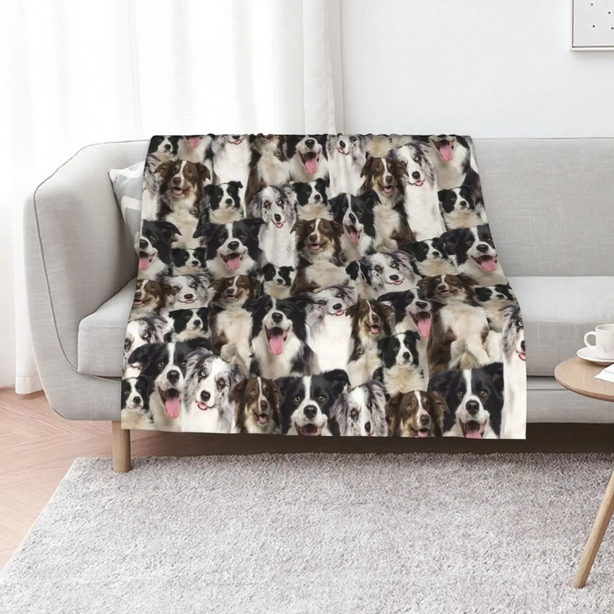 Border Collie Dog Throw Blanket Cute Plaid cosplay anime Picnic Furrys Hairys Camping Blankets