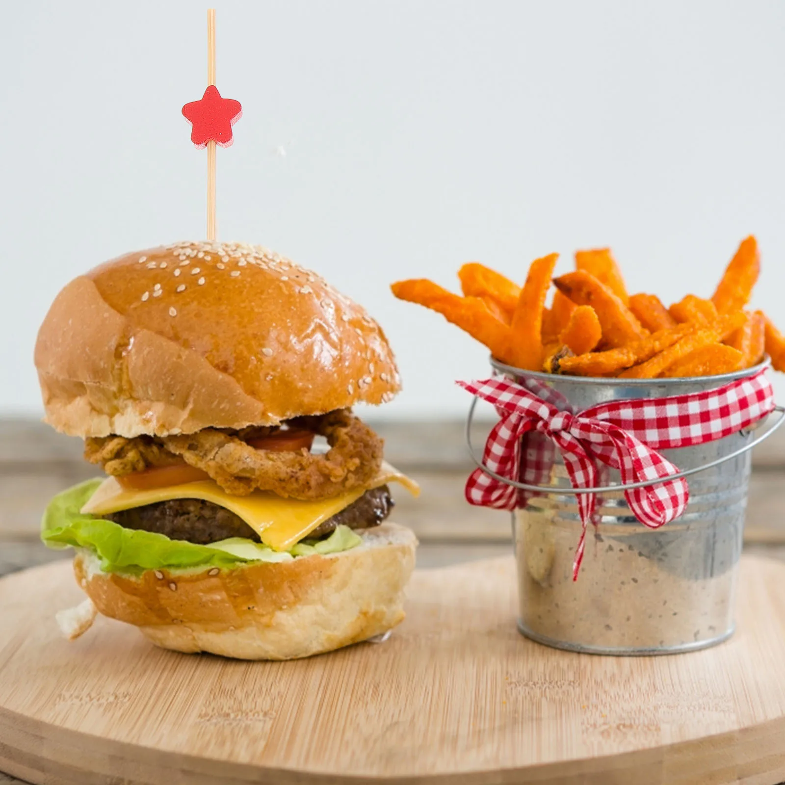 

100Pcs Bamboo Fruit Picks Five-Pointed Star Party Cocktail Stirrers Appetizer Food Picks Skewers Valentines Toothpicks