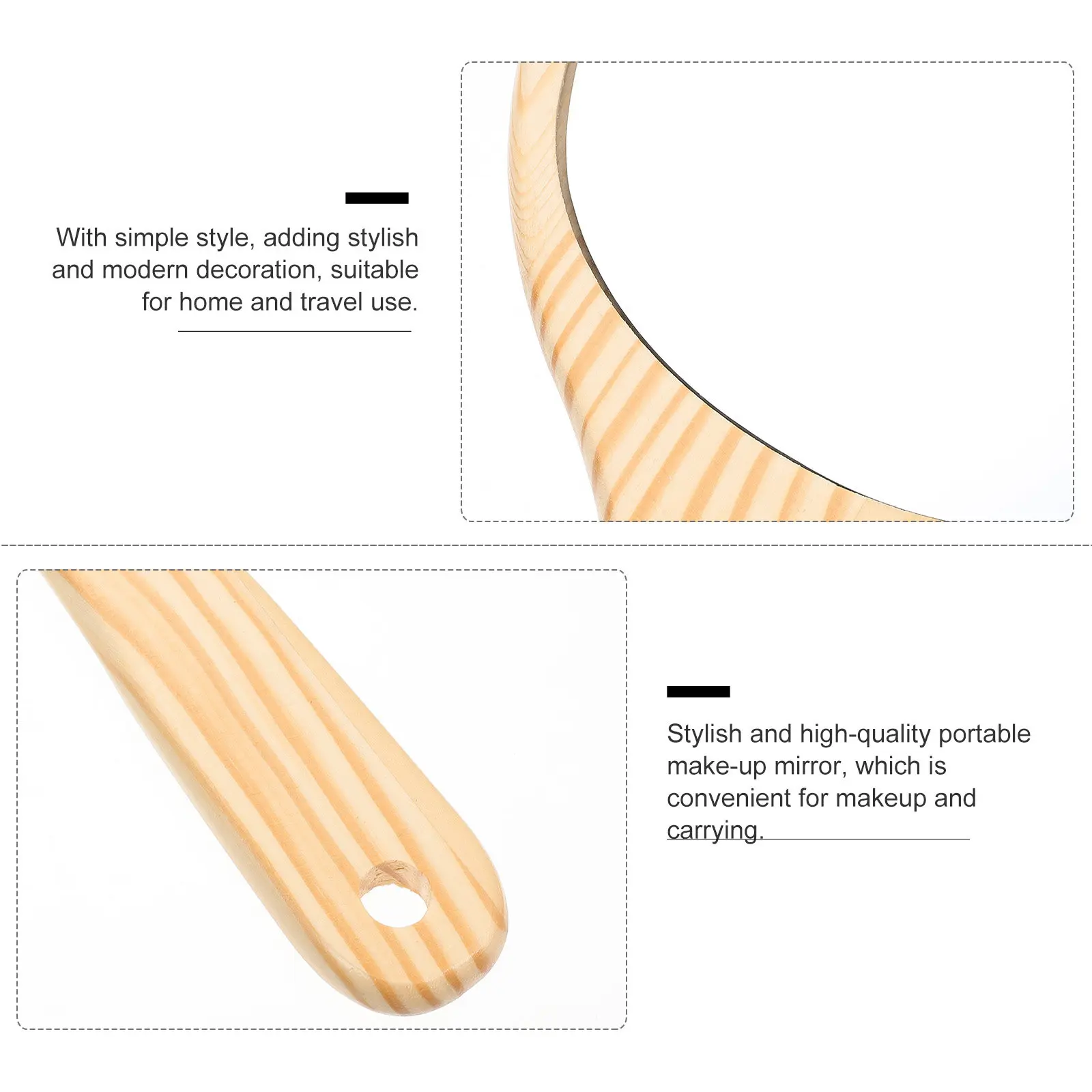 

Легкое портативное зеркало для макияжа с деревянной ручкой для путешествий, ручное косметическое зеркало для женщин, модное компактное зеркало