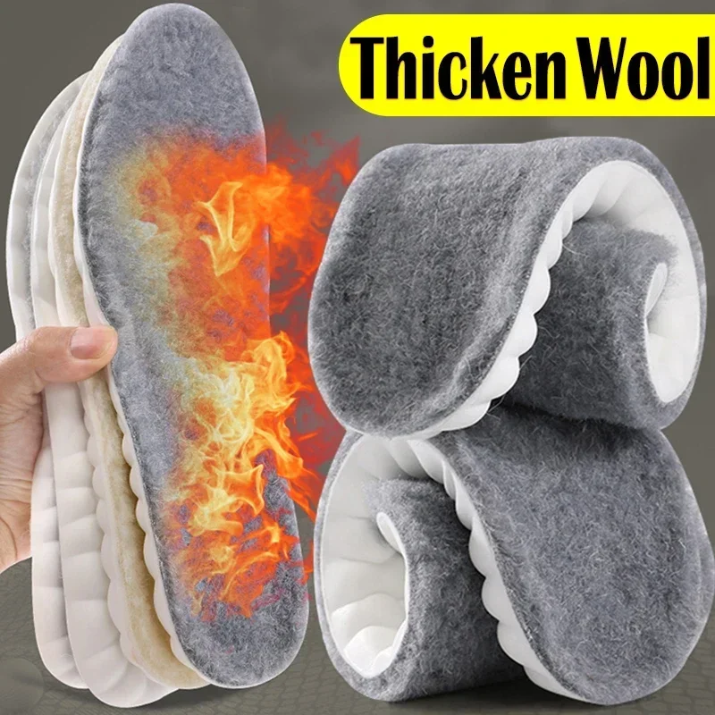 2pcs Self Heated Thermal Insoles for Feet Winter Warm Wool Thermal Memory Foam for Men Women Sports Shoes Self-heating Shoe Pads