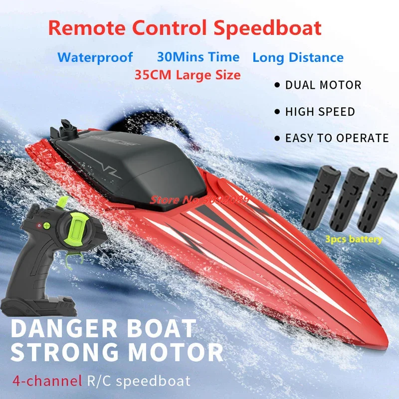

35 см Большая радиоуправляемая гоночная лодка с радиоуправлением SpeedBoat 30 минут Вождение RC Корабль Лодка Водонепроницаемая игрушка Летние водные мальчики Детские подарки RC Игрушки