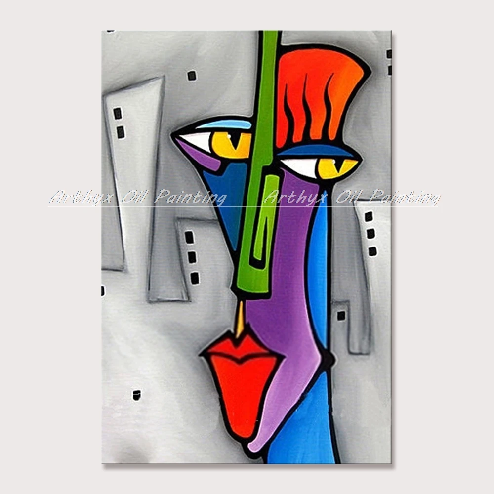 Arthyx Handpainted Cartoon Characters Oil Painting On Canvas,Abstract Pop Art,Large Wall Picture For Living Room,Home Decoration