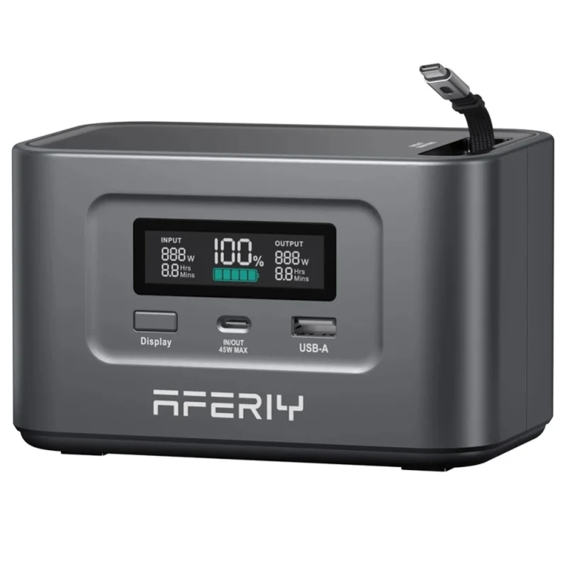 AF-PB010 Przenośna stacja zasilania 100W, 99.2Wh, teleskopowy kabel Type-C, pełna ładowarka w 1.5h, bateria LiFePO4 z ponad 3000 cyklami ładowania, AFERIY — 2
