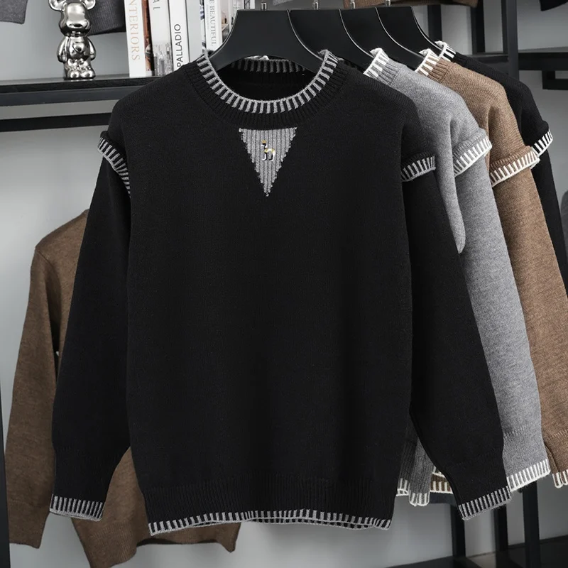 Herren Herbst-Trend Strickpullover, Rundhals, bestickter Marken-Warmpullover, trendiger, lässiger, neuer, hochwertiger Herrenbekleidungs-Oberteil – Detail 15