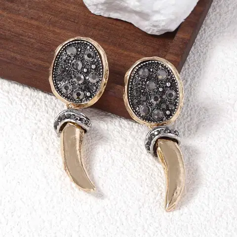 ZAA Statement Metal Animals Tooth Drop Earrings for Women Fashion Holiday Party Jewelry Gifts