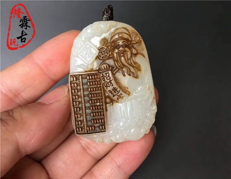 إله الرخام الأبيض العتيق، حساب دقيق، ماركة اليشم العلامة التجارية القديمة العالية، قلادة حجر السيارة. اكسسوارات ديكور الغرفة
