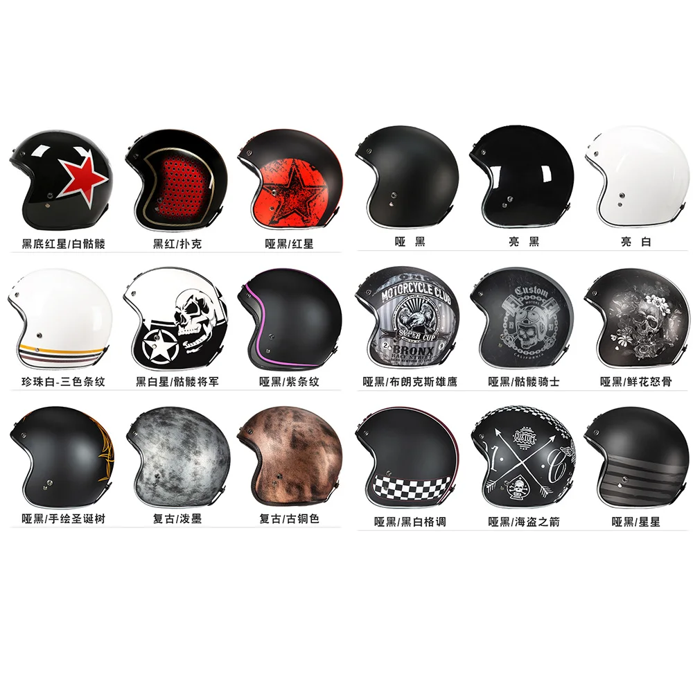 Motorcycle Helmet Retro ECE Approved Moto Helmet Capacete De Moto 3/4 Open Face Casco Moto DOT Certification Four Seasons