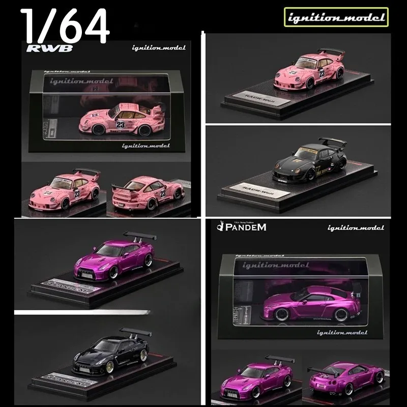IG 1:64 Supercar RWB 993 Pink Pig Rocket Rabbit Nissan GTR R35 Die Casting Alloy Car Model Adult Collection Ornament