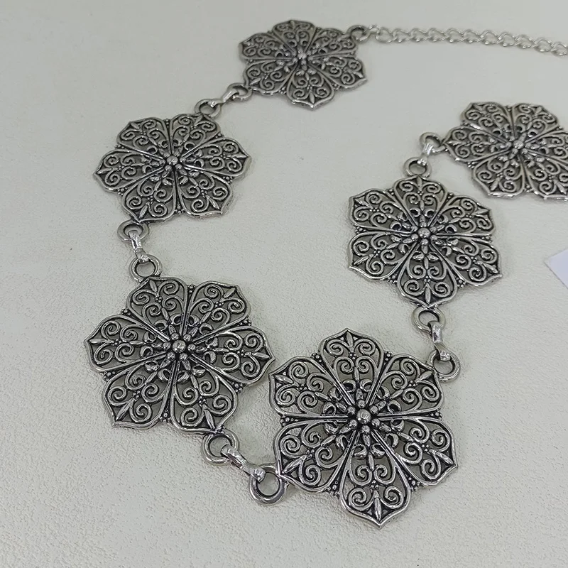 خمر الشظية فلورا المعادن الخصر حزام على شكل سلسلة الهندسة الراقية الفاخرة العلامة التجارية فاسق Y2K فستان جان حزام أحزمة الموضة للنساء