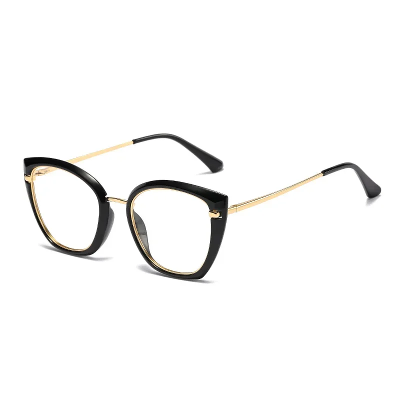 Fashion Durable Blue Light Blocking Women Cat Eye Triangle Metal Frame Glasses Female Anti Radiation Protection Eyeglasses