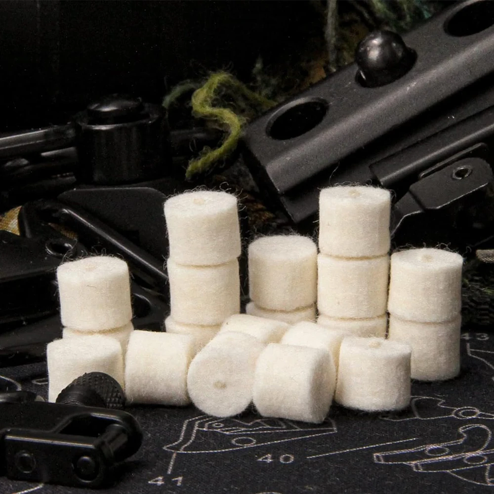 100Pcs Gun Chamber Cleaning Felt Pads with 1 Rod Fitting Adapter for .17/.22/.38/.30Cal Caliber Specific Cleaning Pellets
