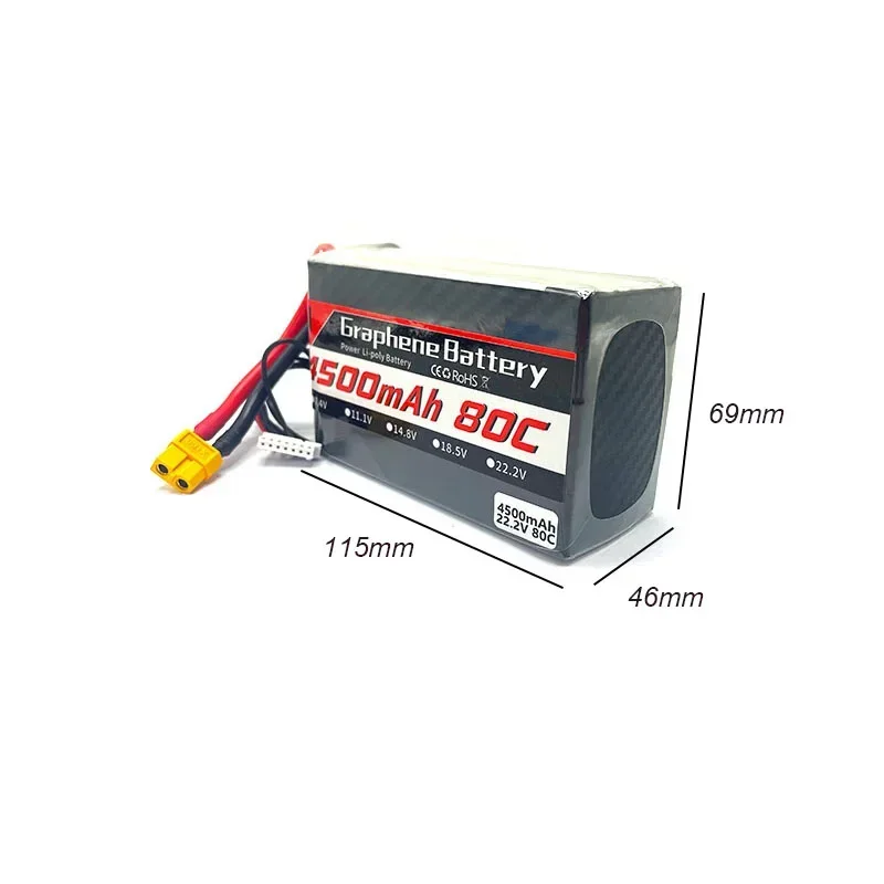 بطارية طائرة نموذجية 6S 22.2V بطارية ليبو 4500mah 80C XT60 T Deans XT90 EC5 RC أجزاء طائرة هليكوبتر للسيارة