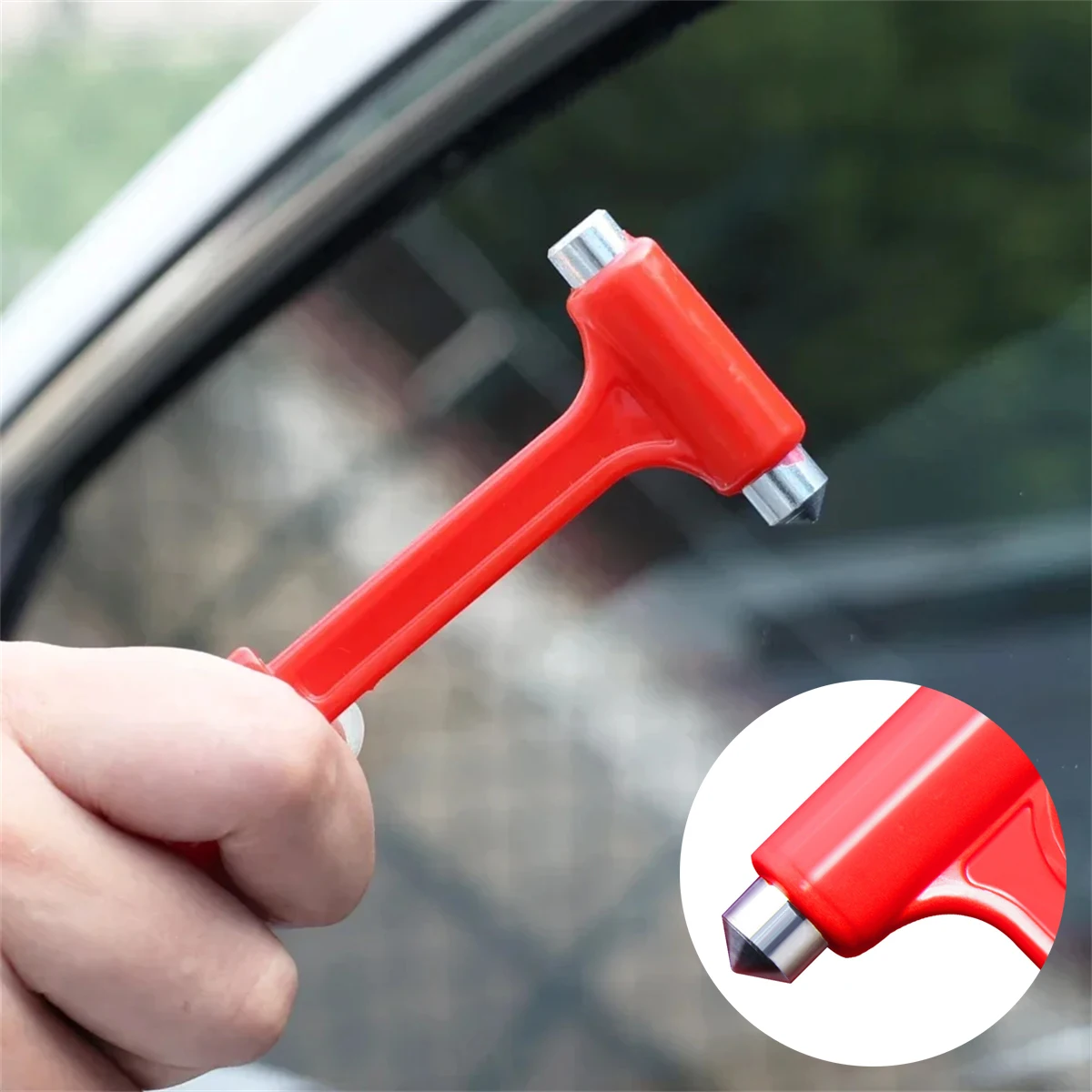 1Pc Martello di sicurezza multifunzionale Casa Ufficio Auto Bus Finestra Interruttore Solido Mini Manico rosso Martello di sicurezza Strumento di fuga di emergenza