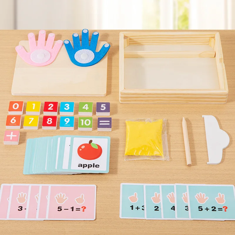 Children's 2-in-1 Sand Drawing Finger Counting Number Spelling Word Drawing Box  Montessori Teaching Aid Early Educational Toys