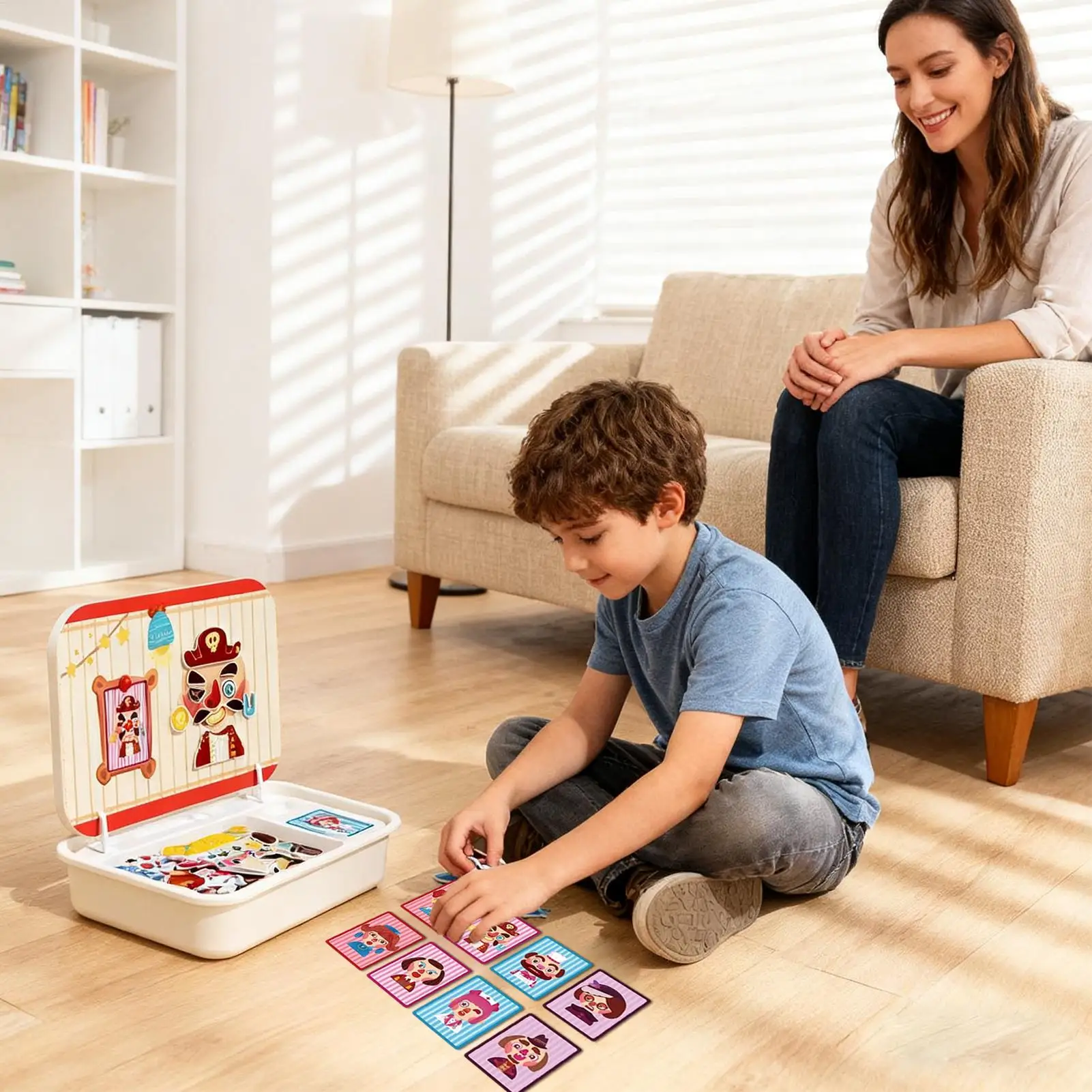 Quebra-cabeça ímã de madeira com caixa organizadora para viajar brinquedo de aprendizagem educacional para idades 3-6 crianças criança criança