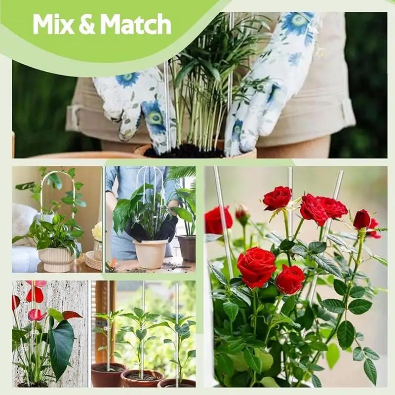 تعريشة نباتية على شكل حرف U تعريشة نباتية من الأكريليك لحامل قفص شفاف داخلي أوتاد نباتات منزلية مع ربطات عنق ملتوية وجذع مزخرف #4