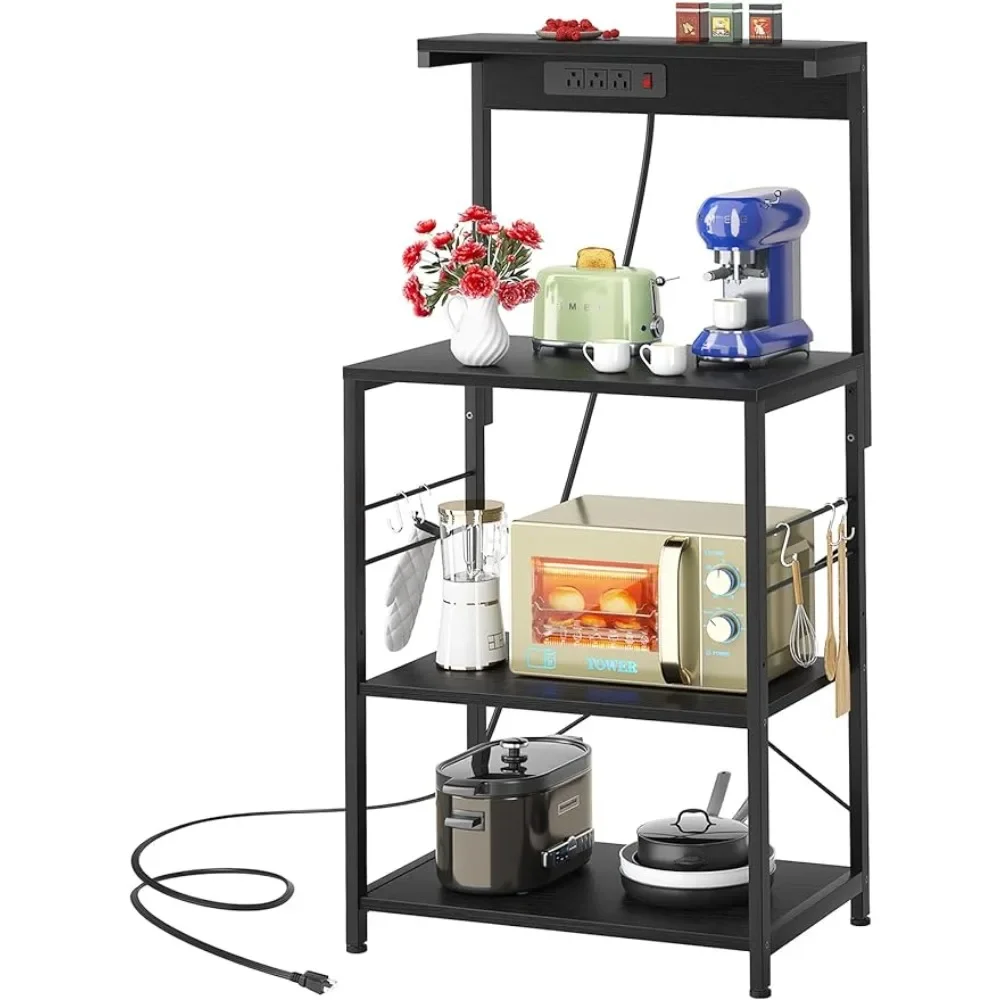 

Kitchen Organizer Rack With 5 Hooks Baker‘s Rack With Power Outlet Kitchen Storage & Organization Shelves Freight Free Home