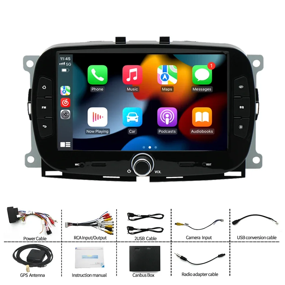 7 pollici per FIAT 500 2016 2017 2018 2019 Android 13 autoradio Stereo Wireless Carplay Android Auto Touch screen GPS WIFI DSP