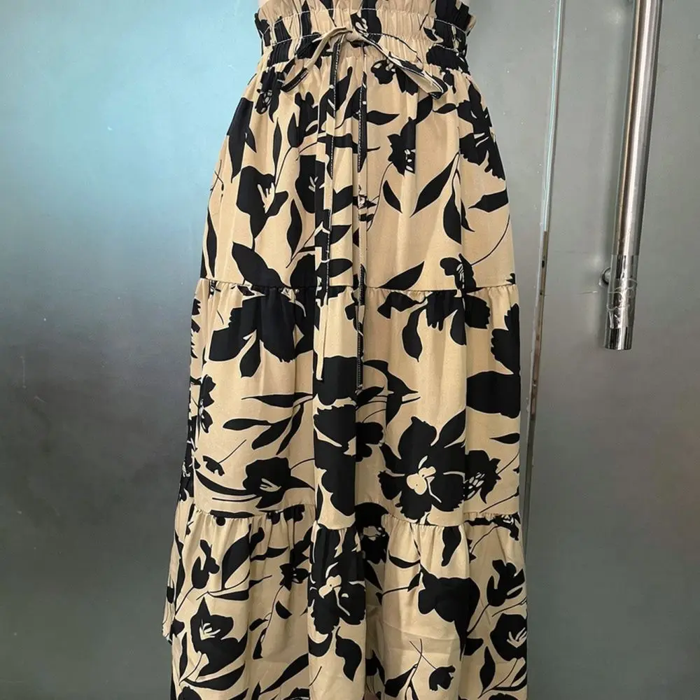 Elegant Floral Pleated Skirt Women Summer High Quality A Line Midi Skirt Versatile Comfortable Casual Daily Wear