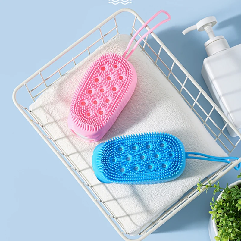 Silicone Body Scrubber Shower Exfoliating Scrub Sponge Bubble Bath Brush Massager Skin Cleaner Cleaning Pad Bathroom Accessories