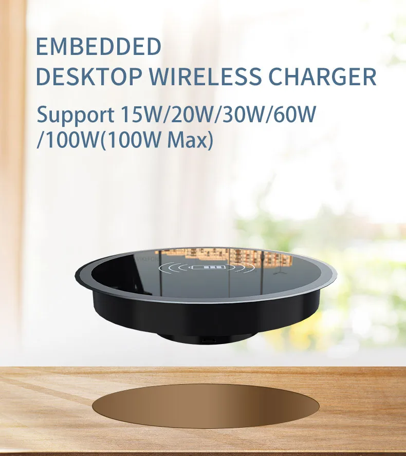 Eingebautes kabelloses Ladegerät für 58mm Loch – Verstecktes schnelles Laden für iPhone 17 16 15 14 13 12 Pro Max und Samsung S25 – Detail 1
