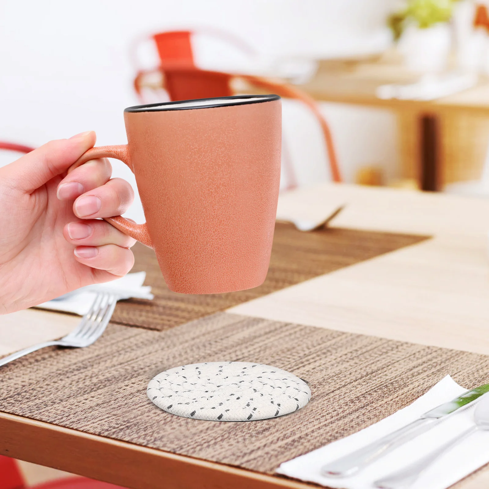 

12pcs Woven Cotton Coasters Absorbent Protective Nonslip Farmhouse Decor Cup Mats Table Placemats Beverage Holder Set