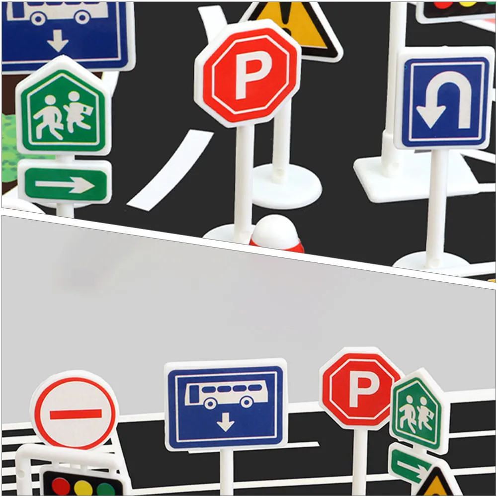 

10Pcs Traffic Cognition Simulation Mini Barricade Signs Educational Road Block Teaching Aids Kids Traffic Scene Set
