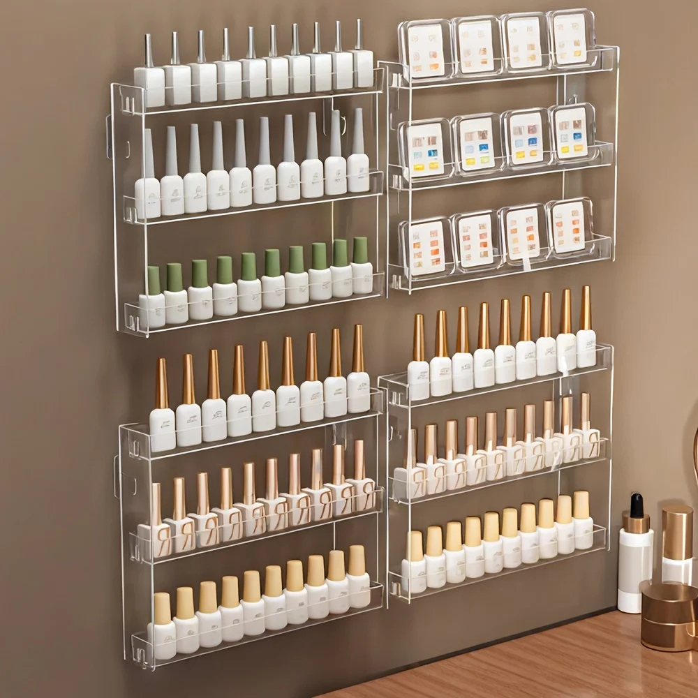 1 قطعة رف تخزين متعدد الطبقات من الأكريليك المتين | منظم طلاء الأظافر المثبت على الحائط بسعة كبيرة للاستخدام على الأرض أو الحائط #5