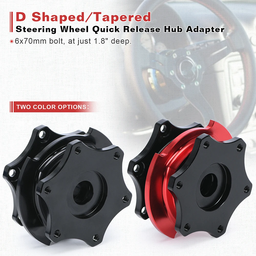 Universal Aluminum D Shaple Steering Wheel Quick Release Hub Adapter Black-RED or Black