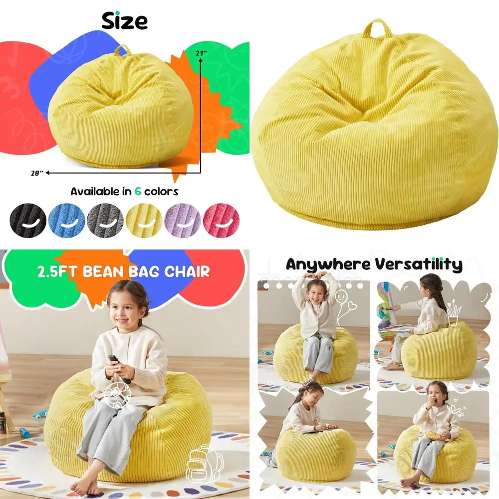 

Compact Yellow Teardrop Bean Bag Chair with Removable Cover and Filled, Ideal for Bedrooms and Living Spaces